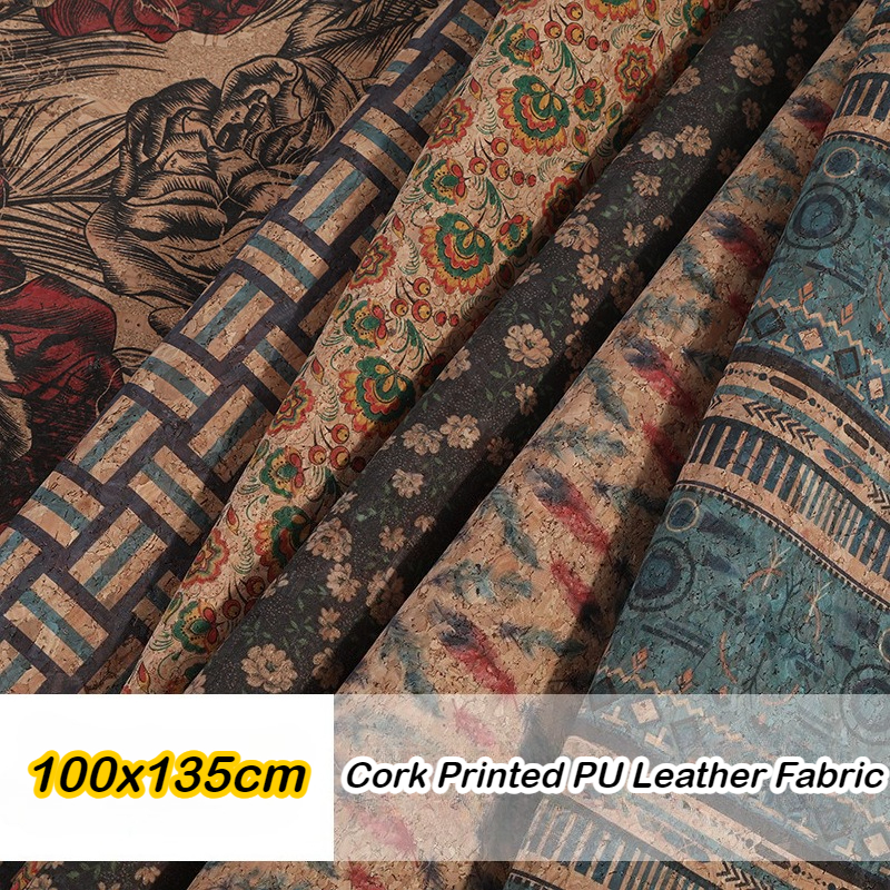 Car Accessories Cork - Cork Printed PU Leather Fabric Soft