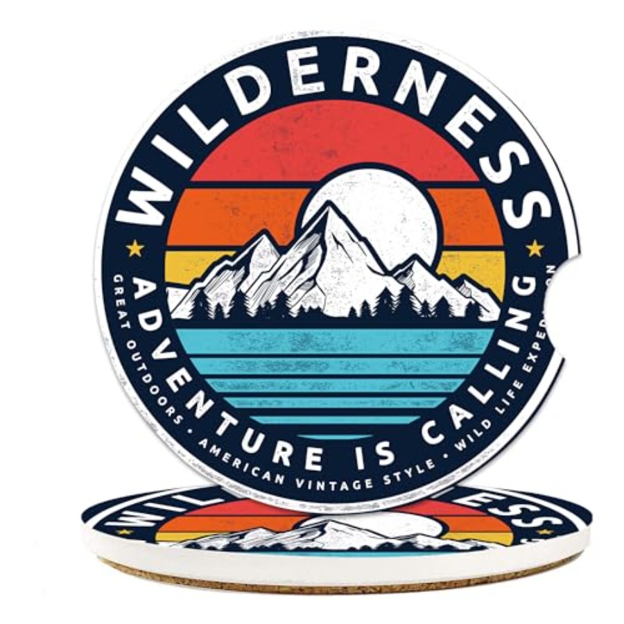 Car Accessories Cork - Wilderness Mountain Car Coasters for Cup