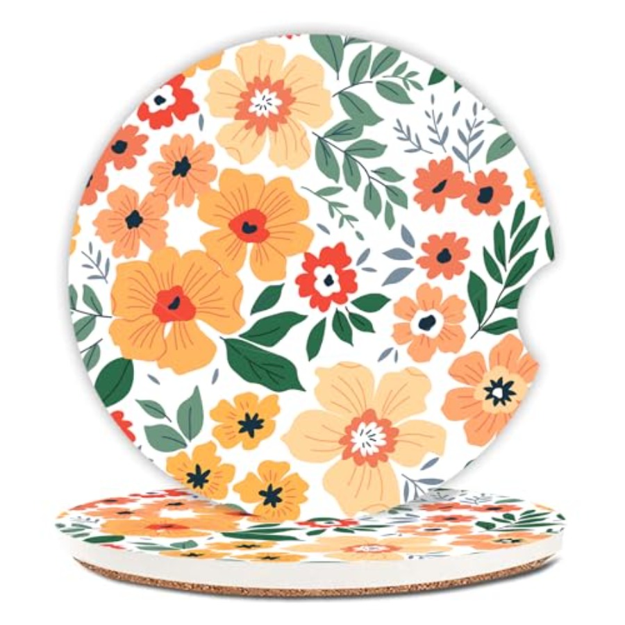 Flowers Absorbent Car Coasters - Car Accessories Cork incelemesi ve fiyatı