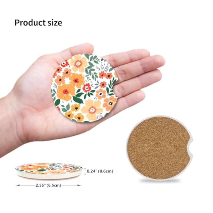 Flowers Absorbent Car Coasters - Car Accessories Cork incelemesi ve fiyatı