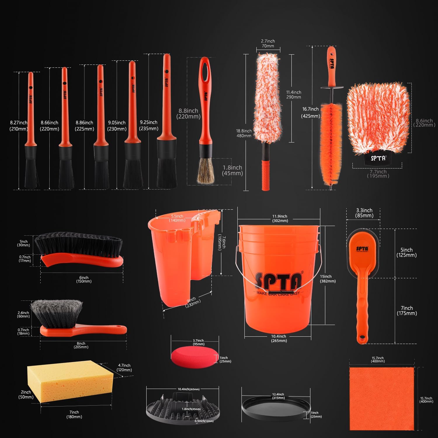 SPTA 33Pcs Car Wash 20L Bucket - Car Detailing Brush incelemesi ve fiyatı