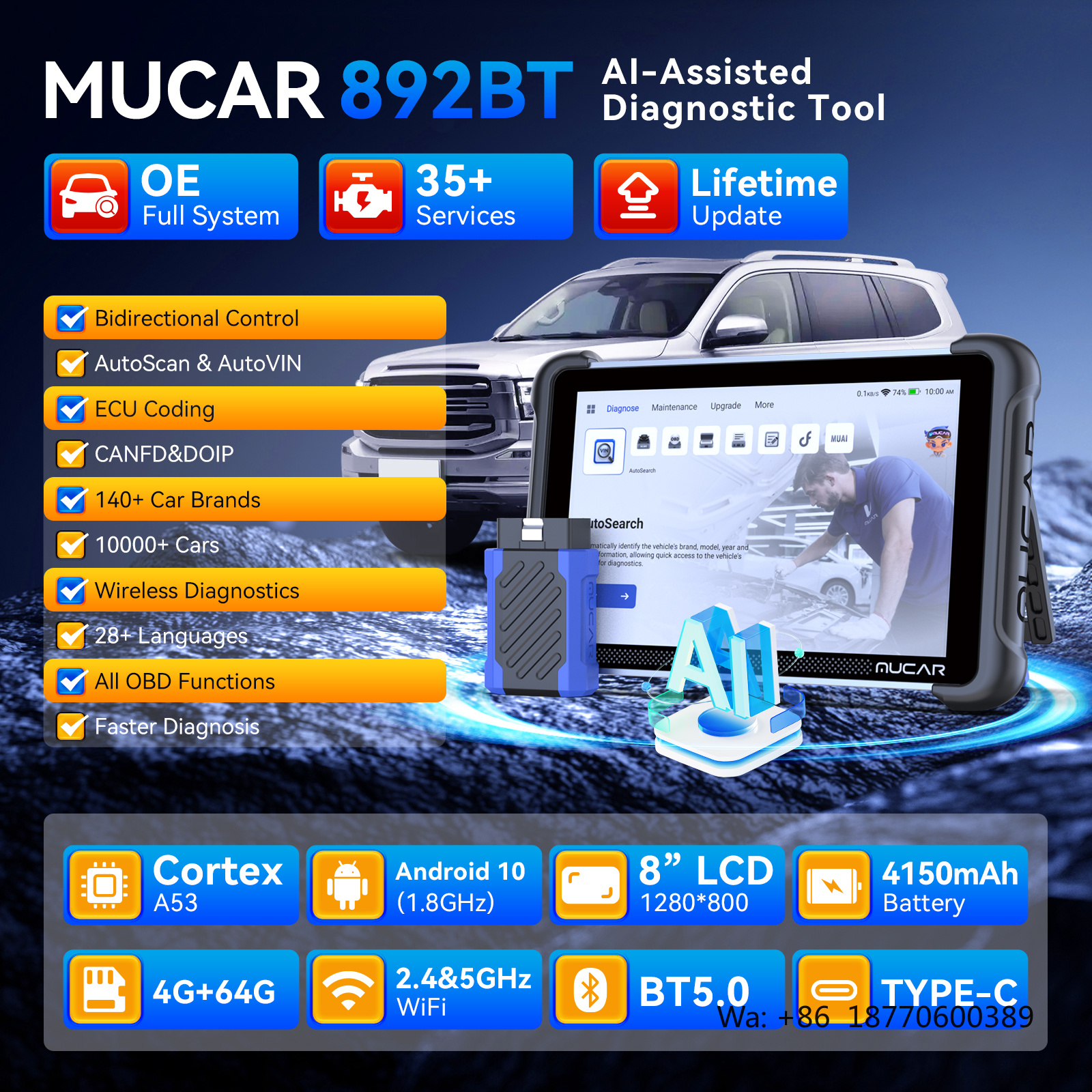 MUCAR 892BT AI Intelligent Dia - Obd2 Scanner incelemesi ve fiyatı